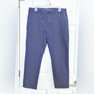 Navy and White Geometric Slim City Khaki Pants